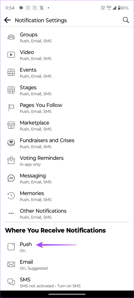 Facebook Push bildirishnomalari