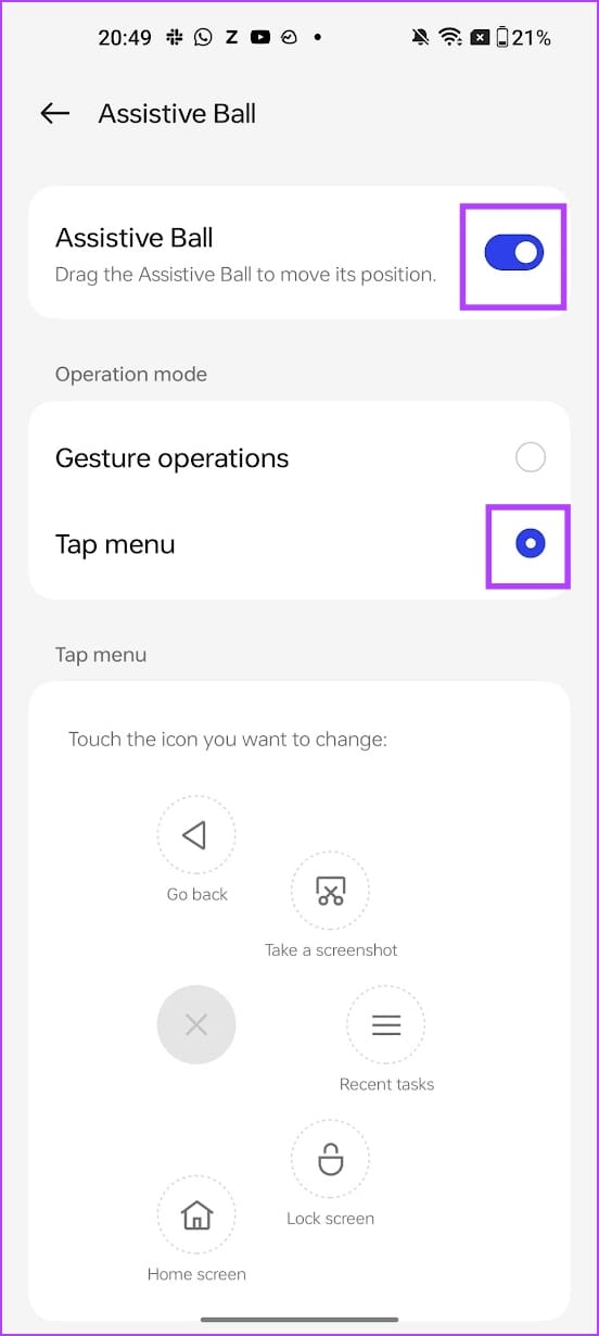 Tap Menu tanlash