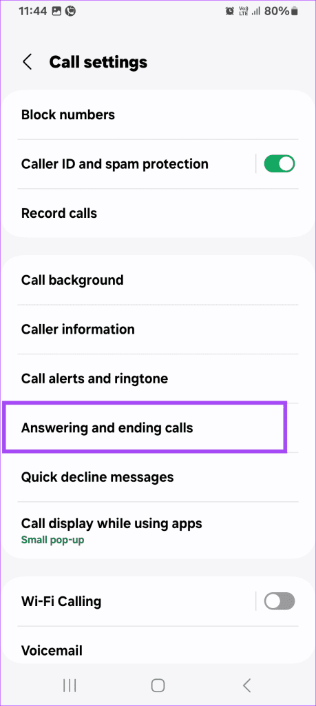 Samsung Dialer Settings Menu