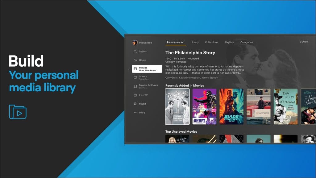 Plex - filmlar va shoularni tomosha qilish uchun Android TV ilovasi