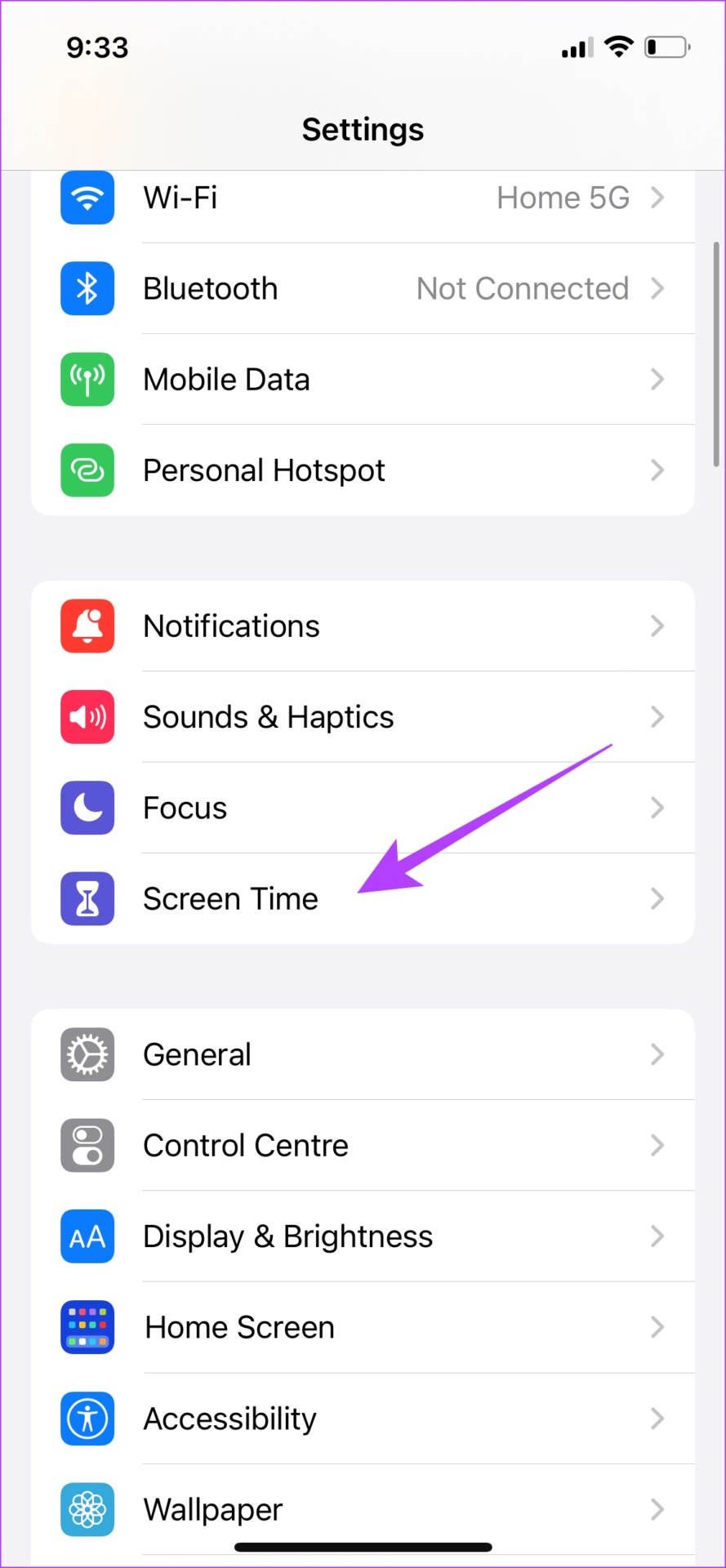 Screen Time sozlamalari