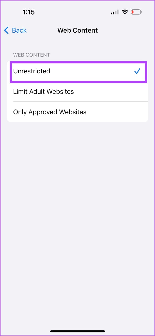 Unrestricted option