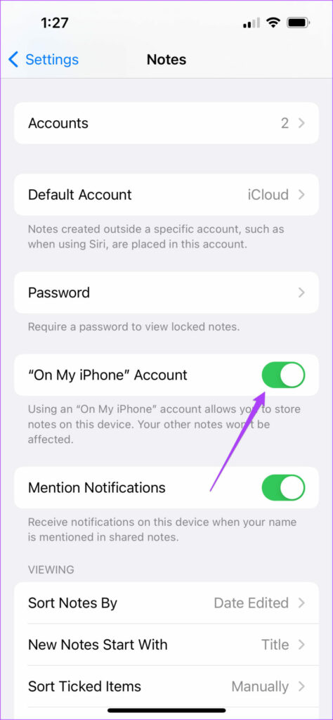 On My iPhone account