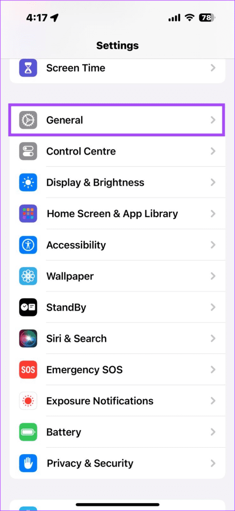 iPhone Sozlamalar menyusi