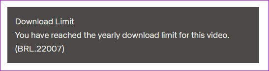 Netflix yearly limit error