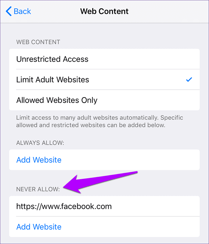 Limit Adult Websites