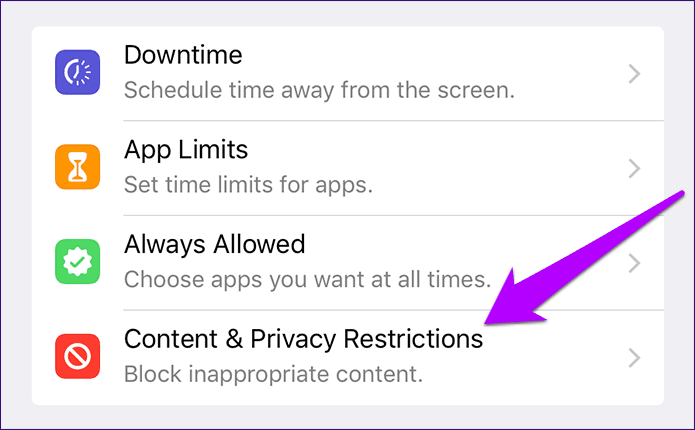 Content and Privacy Restrictions