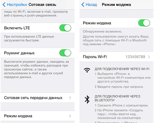 iPhone ulanish nuqtasi