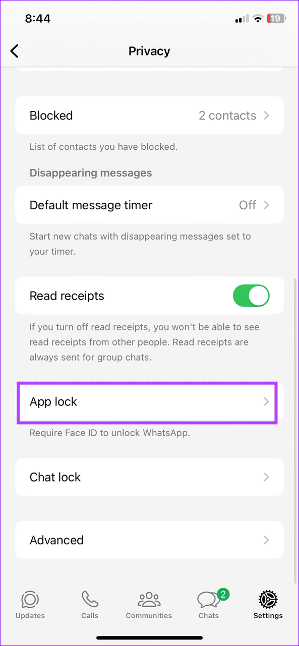 App Lock sozlamasi
