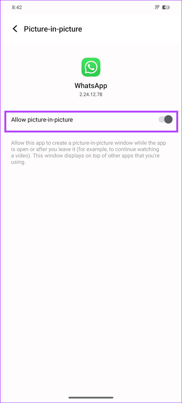 WhatsApp uchun PiP ni yoqish